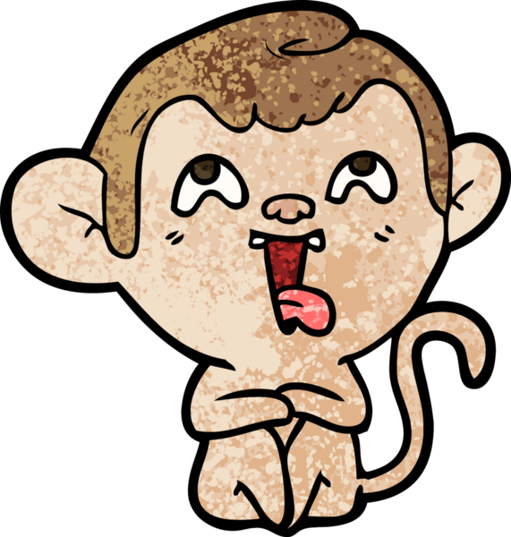 Bir insan tarafından çizilmiş çılgın çizgi film maymunu