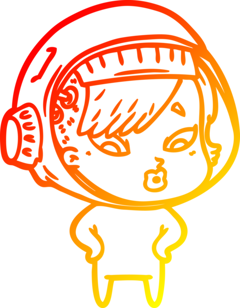 Bir insan tarafından çizilmiş bir astronot kadın çizgi çizimi.