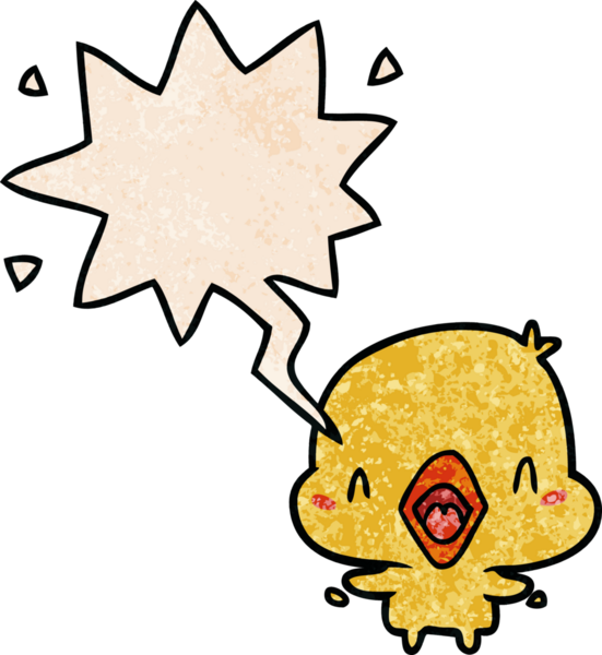 bir insan tarafından çizilmiş eski moda konuşma baloncuklu çizgi film mutlu kuş