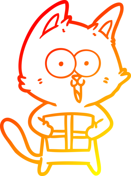 Bir insan tarafından çizilmiş komik bir çizgi film kedisinin sıcak çizgi çizimi