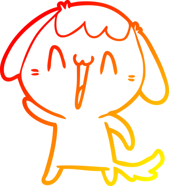 Bir insan tarafından çizilmiş gülen bir köpeğin sıcak çizgi çizimi.
