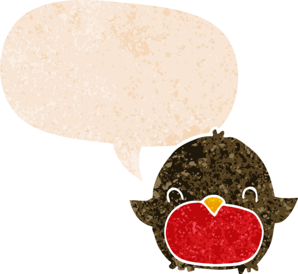 grunge 'da konuşma balonu olan karikatür pengueni bir insan tarafından çizilmiş tedirgin geçmiş dokulara sahip.