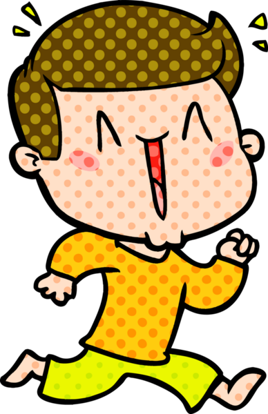 Bir insan tarafından çizilmiş heyecanlı bir çizgi film.