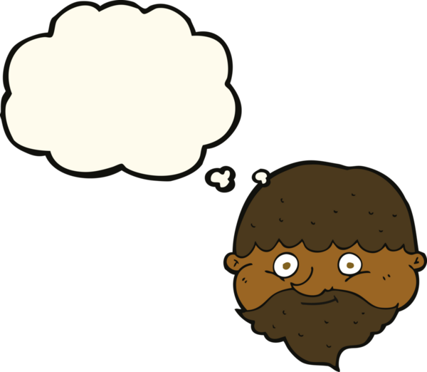 Bir insan tarafından çizilmiş düşünce balonlu sakallı bir adam.