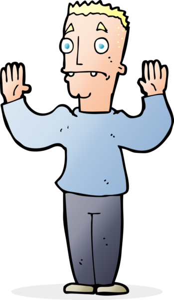 Bir insan tarafından çizilen karikatür adam teslim oluyor.