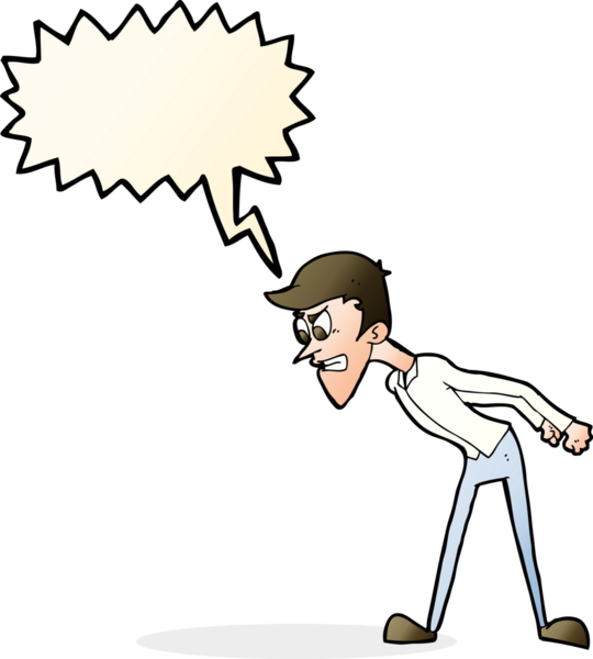 Bir insan tarafından çizilmiş konuşma balonlu kızgın adam çizgi filmi.