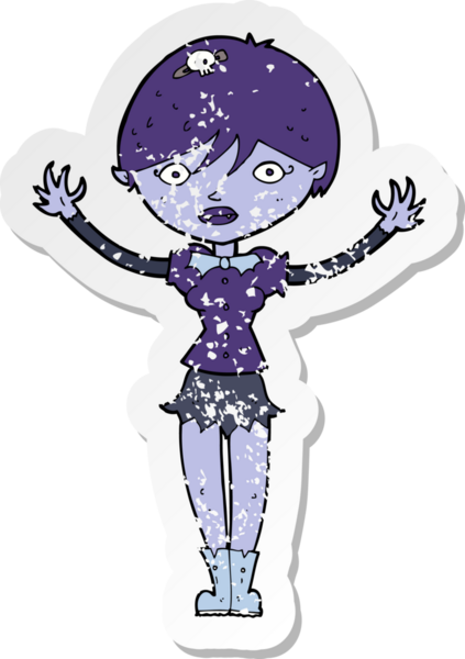 Bir insan tarafından çizilmiş vampir bir kızın gerilimli çıkartması.