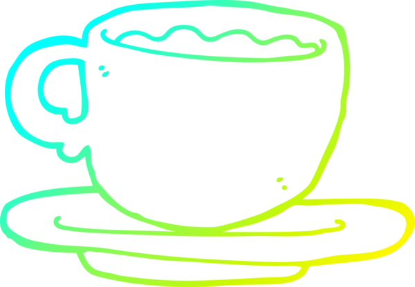 Bir insan tarafından çizilmiş bir fincan çayın soğuk gradyan çizgisi.