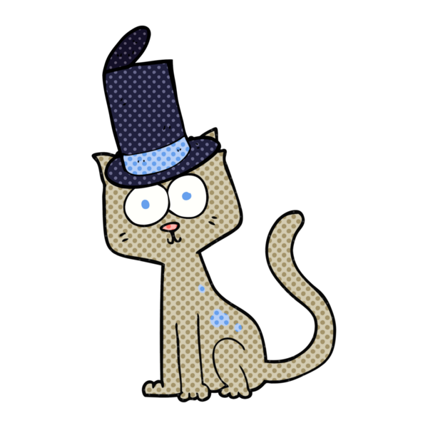 Bir insan tarafından çizilmiş serbest çizim çizgi film kedisi.