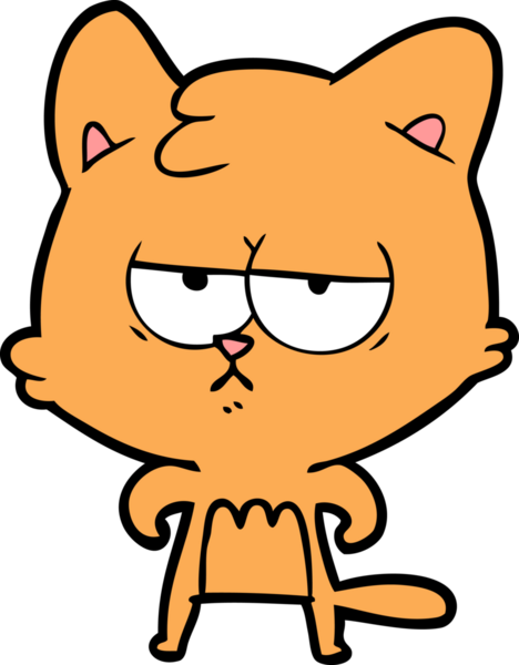 Bir insan tarafından çizilmiş sıkıcı çizgi film kedisi.