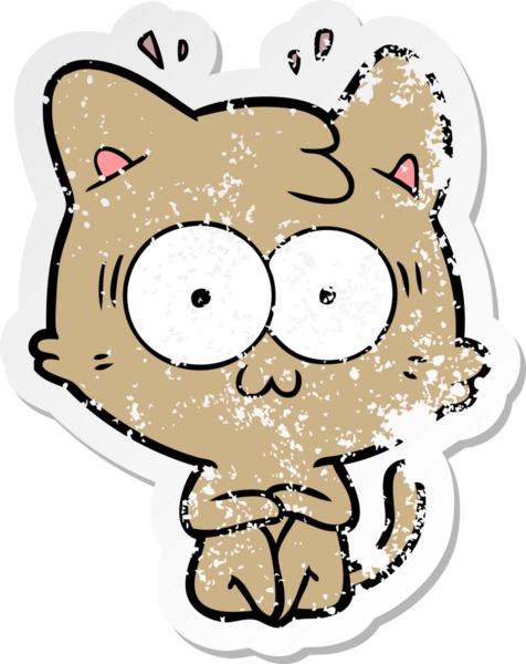 Bir karikatür çıkartması bir insan tarafından çizilmiş kediye şaşırttı.