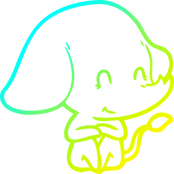 Bir insan tarafından çizilmiş şirin bir filin soğuk gradyan çizgisi