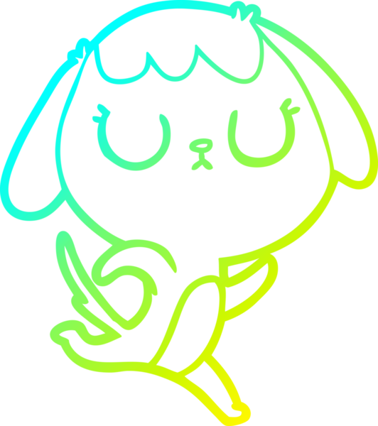 Bir insan tarafından çizilmiş şirin bir çizgi köpeğin soğuk gradyan çizgisi.