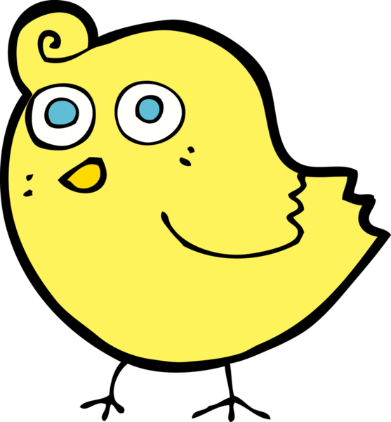 Bir insan tarafından çizilmiş komik çizgi film kuşu.