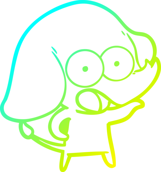 Bir insan tarafından çizilmiş şirin bir filin soğuk gradyan çizgisi