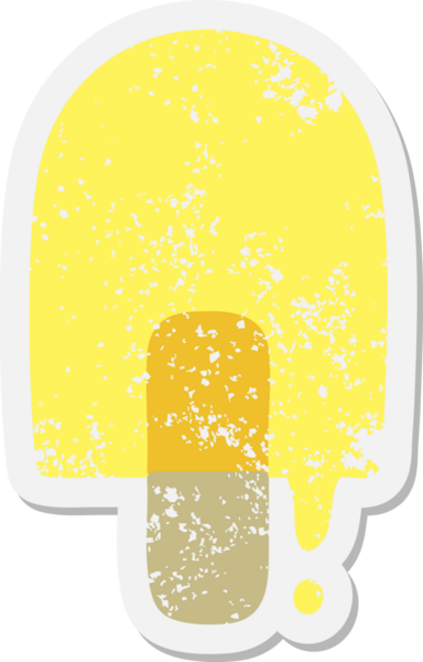 Eriyen buzlu lolipop etiketi bir insan tarafından çizilmiş.