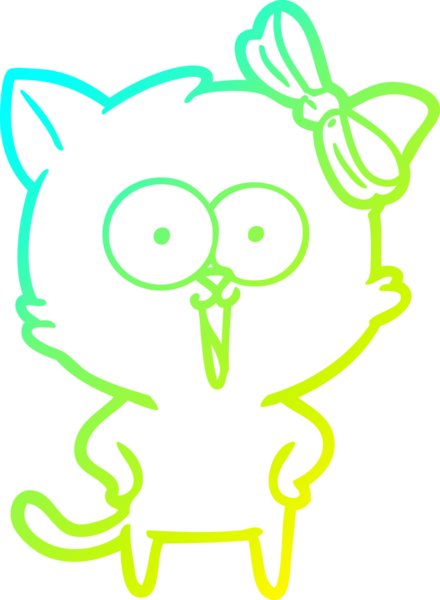 Bir insan tarafından çizilen çizgi film kedisinin soğuk gradyan çizgisi.