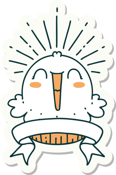 Dövme stili çıkartma. Bir insan tarafından çizilmiş mutlu şarkı söyleyen kek.