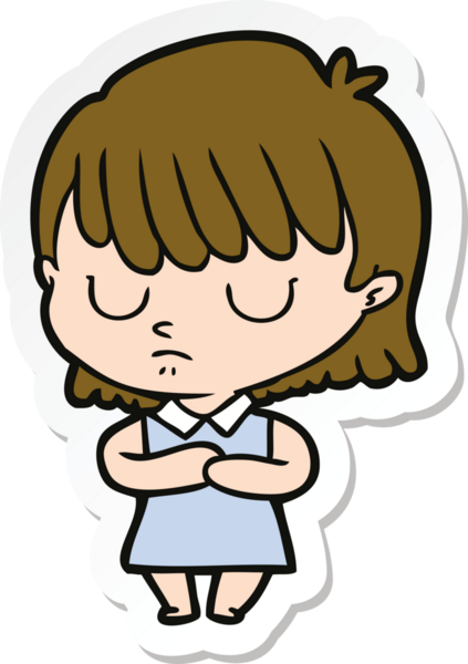 Bir insan tarafından çizilmiş bir karikatür kadının çıkartması.