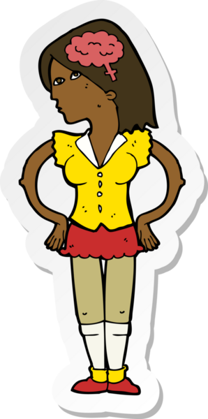 Bir insan tarafından çizilmiş zeki bir kadının çıkartması.