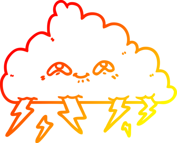 Bir insan tarafından çizilmiş bir çizgi film bulutunun sıcak gradyan çizimi