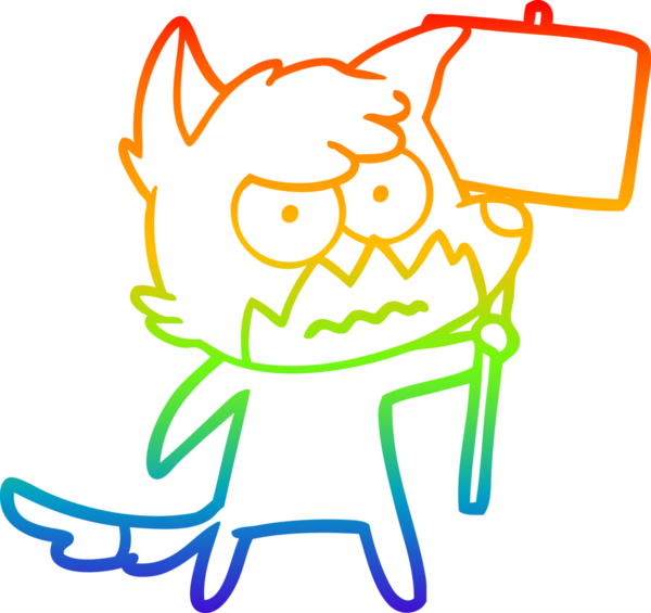 Gökkuşağı gradyan çizgi çizimi bir insan tarafından çizilmiş bir tilki