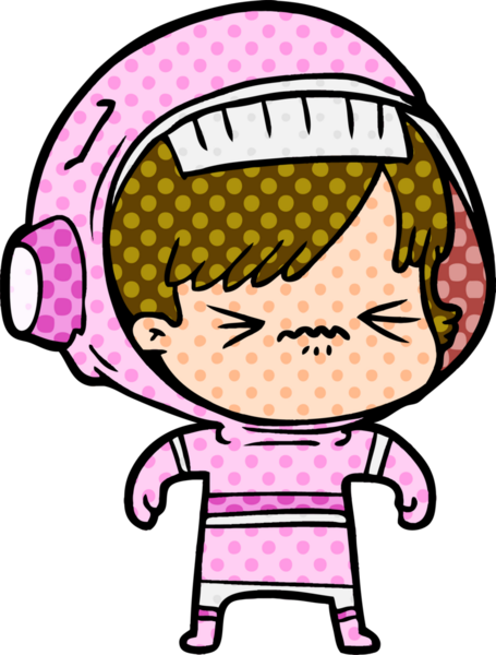 Bir insan tarafından çizilmiş kızgın uzay kızı.