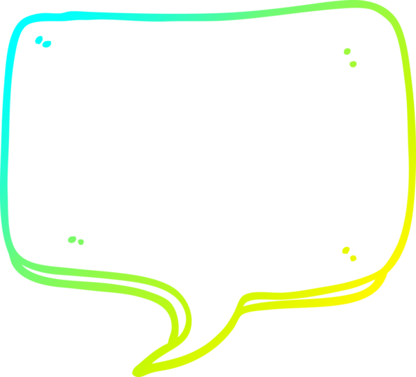 Bir insan tarafından çizilmiş bir çizgi film konuşma baloncuğunun soğuk gradyan çizimi