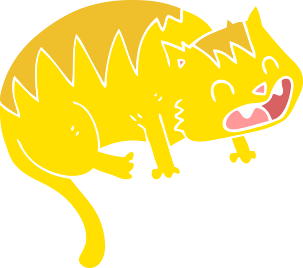 Bir insan tarafından çizilmiş kedinin düz renk çizimi