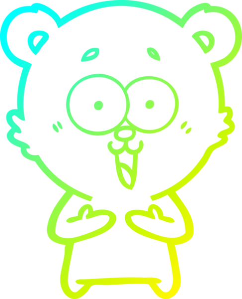 Bir insan tarafından çizilmiş gülen oyuncak ayı çizgi filmi.