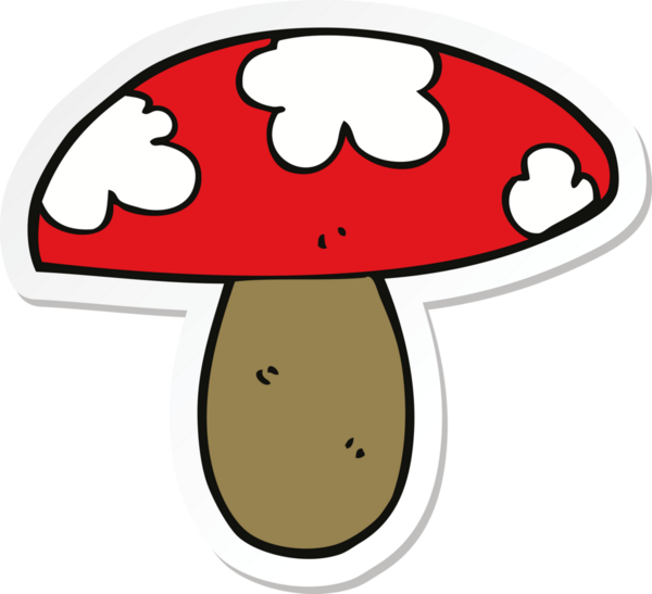 Bir insan tarafından çizilmiş karikatür mantarı çıkartması.