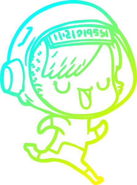 Bir insan tarafından çizilmiş soğuk gradyan çizgili astronot kadın çizimi.