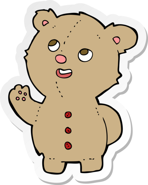 Bir insan tarafından çizilmiş şirin bir oyuncak ayının çıkartması.