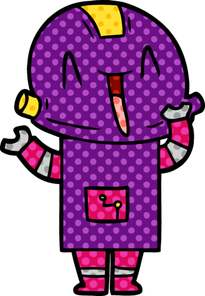 Bir insan tarafından çizilmiş çizgi film robotu