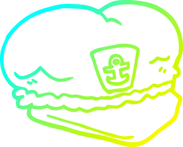 Bir insan tarafından çizilmiş bir denizci şapkasının soğuk çizgi çizimi.