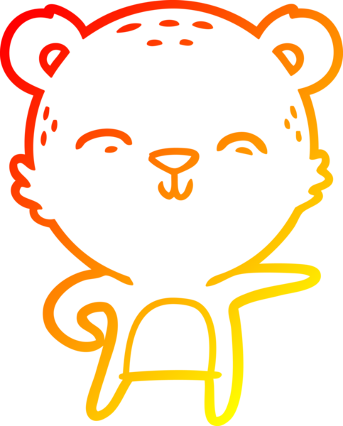 Bir insan tarafından çizilmiş mutlu çizgi film ayısının sıcak çizgi çizimi