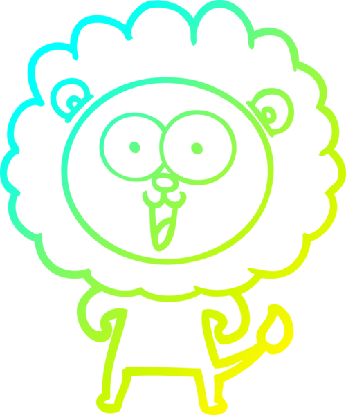 Bir insan tarafından çizilmiş mutlu çizgi film aslanı çizimi.