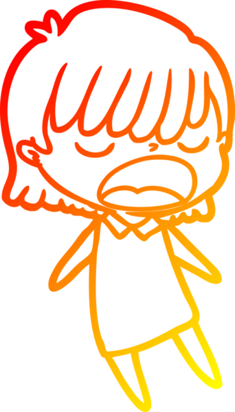 Bir insan tarafından yüksek sesle çizilmiş bir çizgi film kadını çizimi.