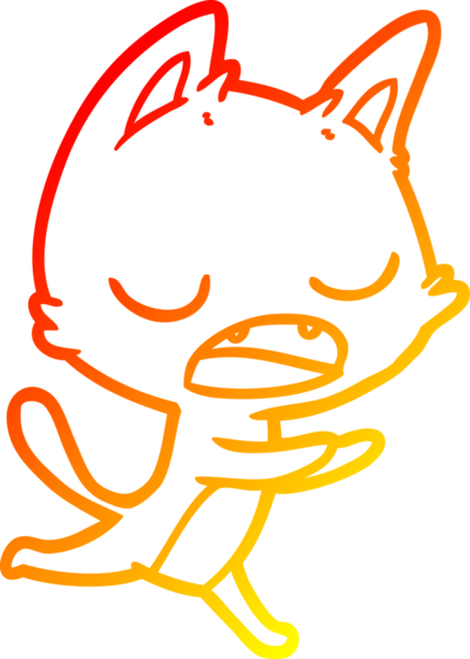 Bir insan tarafından çizilen konuşan kedi çizgi filminin sıcak gradyan çizimi