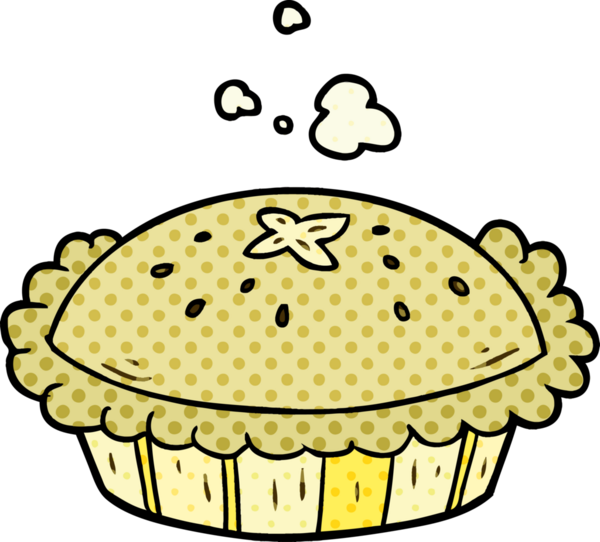 Bir insan tarafından çizilmiş fırından yeni çıkmış sıcak çizgi film pastası.