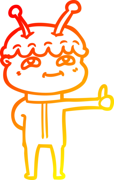 Bir insan tarafından çizilmiş dost canlısı bir uzay adamının sıcak çizgi çizimi