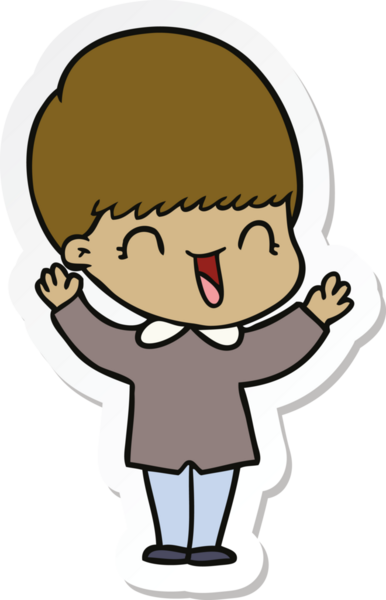 Bir insan tarafından çizilmiş mutlu bir çizgi film çocuğunun çıkartması.