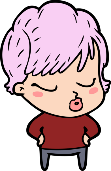 Bir insan tarafından çizilmiş gözleri kapalı çizgi film kadını.