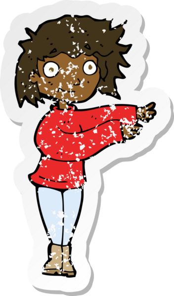 Bir insan tarafından çizilmiş dans eden bir karikatür kadının gerilmiş çıkartması.