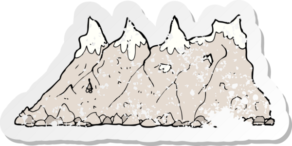 Bir insan tarafından çizilmiş bir çizgi film dağ silsilesinin gerilimli yapıştırması.