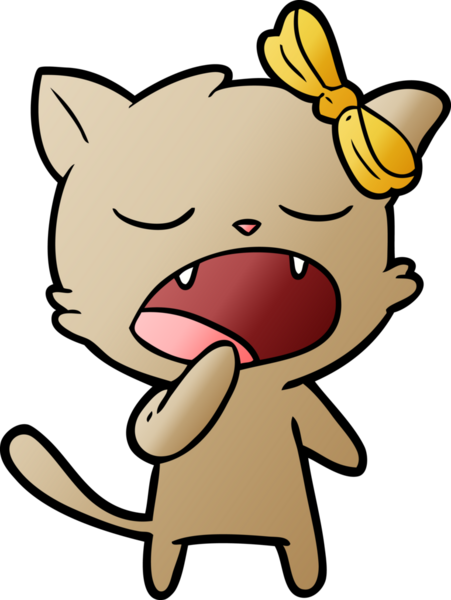 Bir insan tarafından çizilmiş esneyen kedi çizgi filmi.