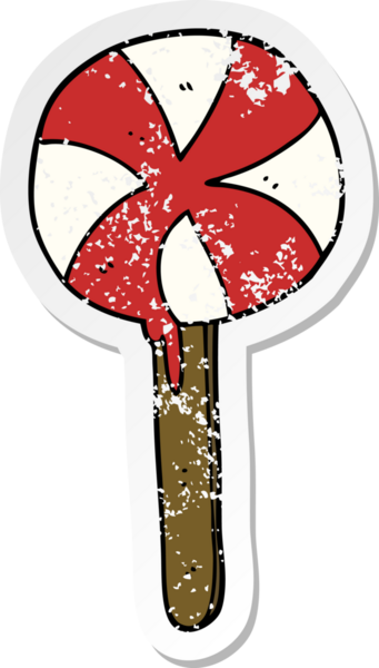 Bir insan tarafından çizilmiş bir lolipopun sıkıntılı çıkartması.