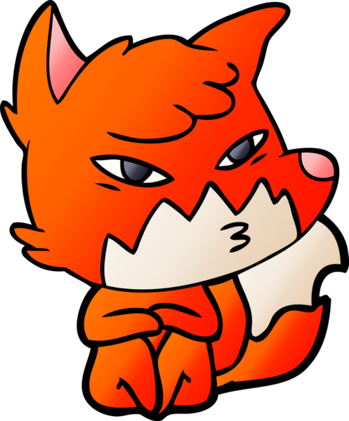 Bir insan tarafından çizilmiş akıllı çizgi film tilkisi.