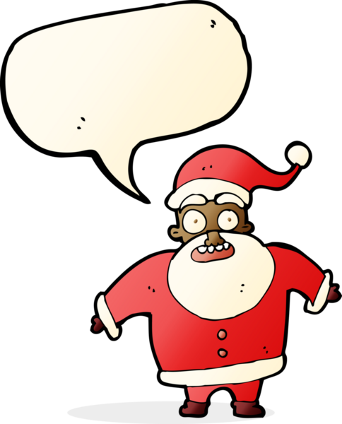Bir insan tarafından çizilen konuşma balonuyla Noel Baba 'yı şok eden çizgi film.