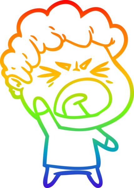 Bir insan tarafından çizilmiş öfkeli bir adamın çizdiği gökkuşağı gradyan çizgisi.